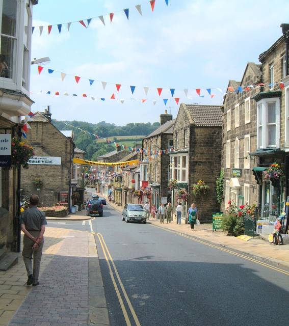 View down Pateley High Street towards the valley bottom.