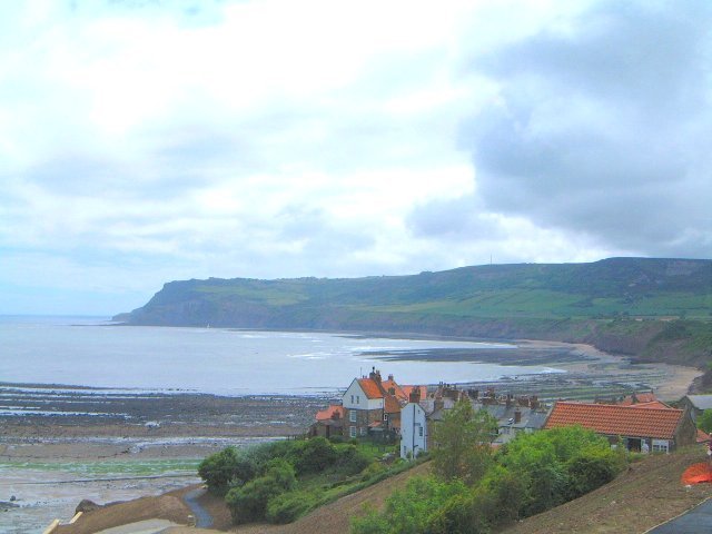 Robin Hoods Bay as viewed from the cliff top car park